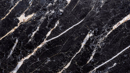 Black Marble Texture, Golden Veins, High Gloss Marble For Abstract Interior Home Decoration And Ceramic Wall Tiles And Floor Tiles Surface.の写真素材