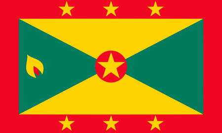 Grenadian national official flag. Patriotic symbol, banner, element, background. Accurate dimensions. Flag of Grenada in correct size and colors, vector illustrationのイラスト素材
