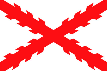 Vector Illustration of Cross of Burgundy flag isolated on light blue background. Illustration Cross of Burgundy flag with Color Codes. vector eps10.のイラスト素材