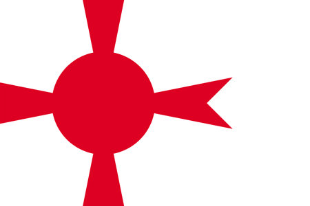 Flag of the Empire of Japan. The Rising Sun Flag brush concept. Horizontal vector Illustration of Naval flag, flown by ships of the Imperial Japanese Navy (1889-1945) isolated on gray background.のイラスト素材