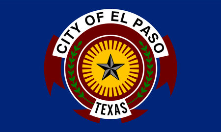 City El Paso flag vector illustration isolated on background. Town in Texas State. USA city symbol. United States of America city emblem. El Paso town banner.のイラスト素材