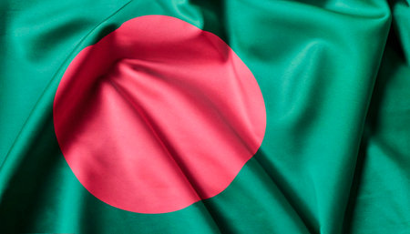 close up waving flag of Bangladesh. flag symbols of Bangladesh.の写真素材
