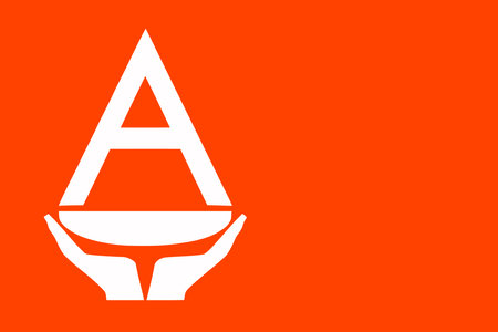 Letter A icon. White on Orange Background. Vector Illustration.のイラスト素材