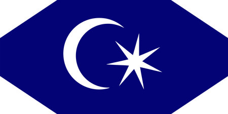 Top view of flag Bendera Permaisuri Johor Malaysia. Malaysian travel and patriot concept. no flagpole. Plane layout, design. Flag backgroundのイラスト素材