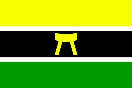 Ashanti Empire Flag Waving Vector Illustration on White Background. Historical Flag. Kingdom of Ashanti in what is now modern-day Ghana from 1670 to 1957.のイラスト素材
