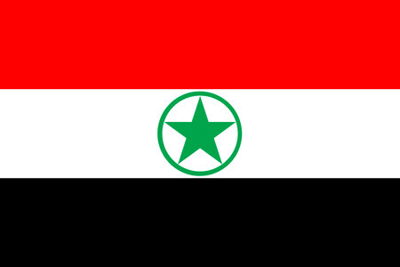 Arabistan, Democratic Revolutionary Front for the Liberation of Arabistan flag with clock close to midnight in the background. Happy New Year conceptのイラスト素材