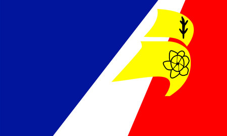 Top view of Franco-Terreneuviens. French patriot and travel concept. no flagpole. Plane design, layout. Flag backgroundのイラスト素材