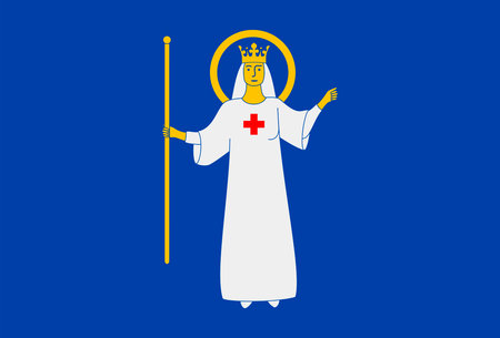 3D Illustration of a waving City flag of Sodertaljeのイラスト素材