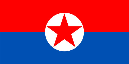 North Korea flag. North Korea circle flag. Button flag icon. Standard color. Round button icon. The circle icon. Computer illustration. Digital illustration. Vector illustration.のイラスト素材