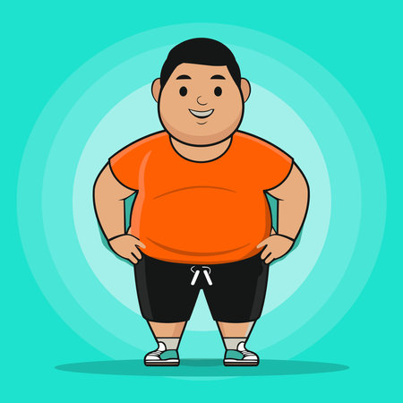 Cartoon Character Cheerful Chubby Men. Laughing. Vector Illustration. EPS 10.のイラスト素材