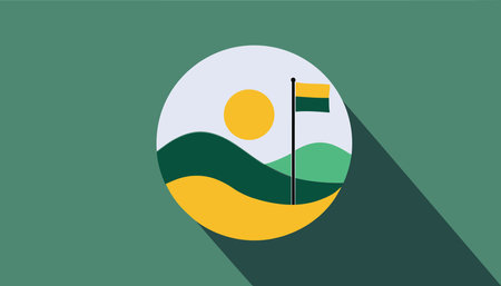 A green background with a flag and a green and yellow flagのイラスト素材