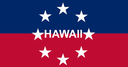 Top view of Governor of Hawaii pre 1959, USA flag, no flagpole. Plane design layout Flag backgroundのイラスト素材