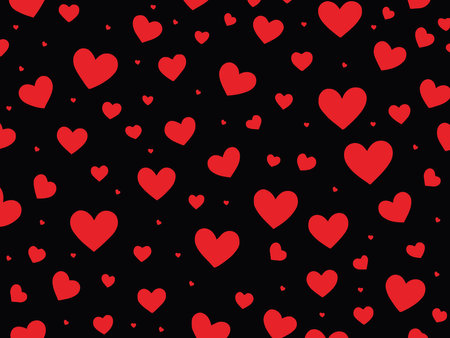 A black and red background with many red hearts scattered throughout. The hearts are of various...