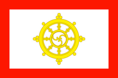 High-resolution image of the Flag of Sikkim (1967â1975) featuring a Buddhist emblem. Symbolizes Sikkim Kingdom's heritage, culture, and historical identity.のイラスト素材