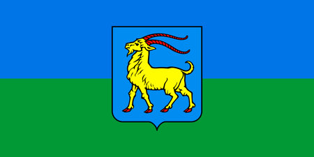 High-resolution image of Zastava Istarske Å¾upanije with blue, yellow, and red elements. Represents regional pride, Croatian heritage, and Istrian culture.のイラスト素材