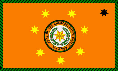 Cherokee Nation flag representing Indigenous heritage, culture, and the identity of the Cherokee people in Oklahoma.のイラスト素材