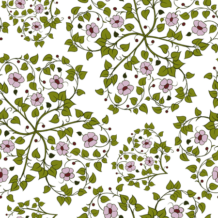 Seamless pattern with intertwining branches of hearts on a whiteのイラスト素材