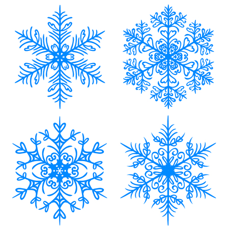 Snowflake winter. Silhouettes on white backgroundのイラスト素材