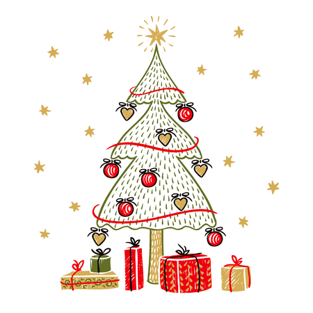 Fir tree isolated on white backgroundのイラスト素材