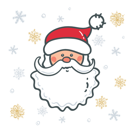 Head of Santa Claus  the background of snowflakes. Elements for Christmas designのイラスト素材