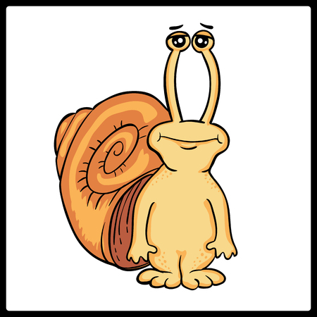 Snail on white background. Snail icon. Snail art. Snail close up - vector. Hand drawn style doodle design illustrationのイラスト素材