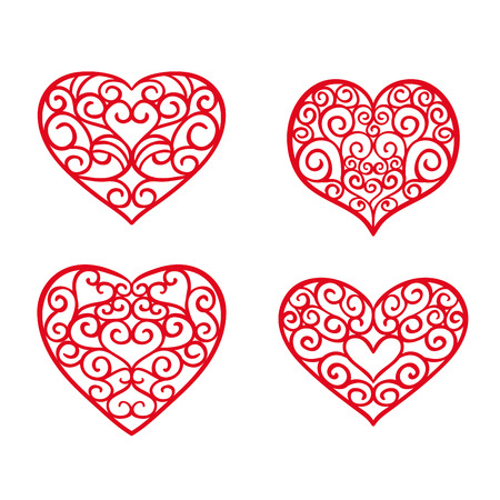 Set hand drawn hearts. Design elements for Valentine's day. Vector illustrationのイラスト素材