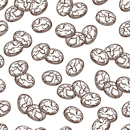 Oatmeal cookies seamless fast food pattern. Vector hand drawnのイラスト素材