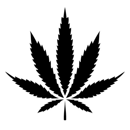 Solid black cannabis marijuana leaf vector iconのイラスト素材