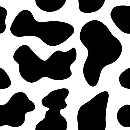 Seamless background of black and white cow pattern. Cow spotsのイラスト素材