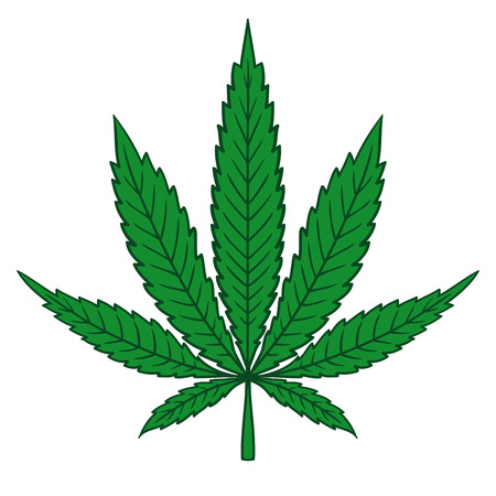 Cannabis (Marijuana) Leaf in Flat Vintage Styleのイラスト素材