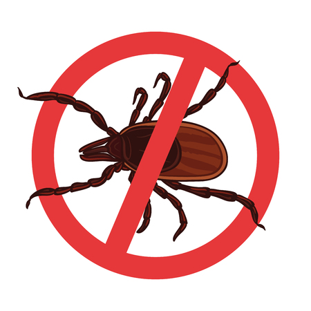 Mite parasites. Tick silhouette. Symbol parasite warning signのイラスト素材