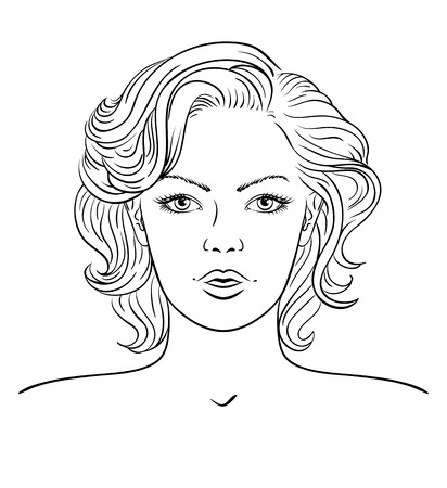Young woman face. Fashion hairstyleのイラスト素材