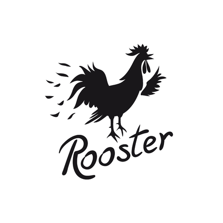 Rooster . Cock image with text isolated on white backgroundのイラスト素材