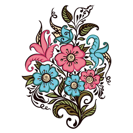 Bouquet of flowers on a white background. Design for wedding, valentines, birthdayのイラスト素材