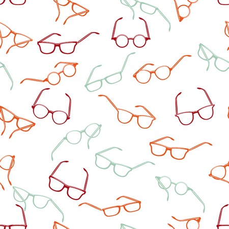 Seamless retro sunglasses on white backgroundのイラスト素材