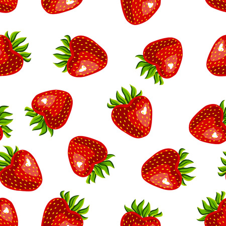 Seamless strawberry pattern on white background - illustration strawberries isolatedのイラスト素材