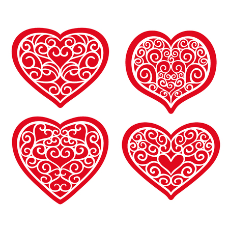 Set hand drawn hearts on white background. Design elements for Valentine's dayのイラスト素材