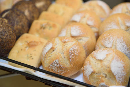 French bread in buffet lineの写真素材