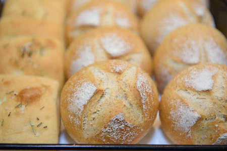 French bread in buffet lineの写真素材