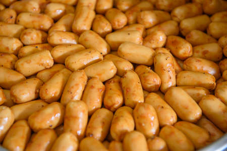 mini cocktail sausage in buffet lineの写真素材