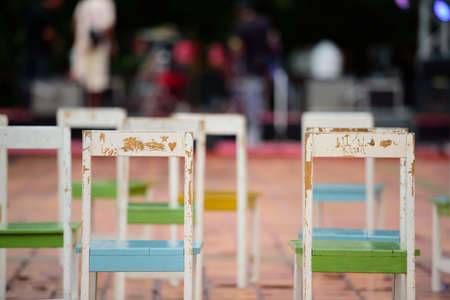 The little chairs with pastel colorの写真素材