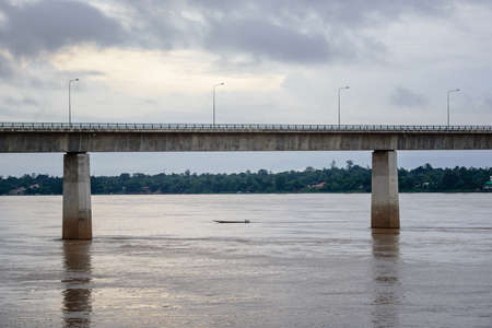 Thai-Laos friendship bridge link the two countriesの写真素材