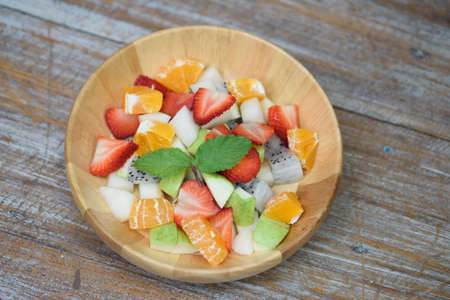 Organic Fruit Salad Ready to Eatの写真素材