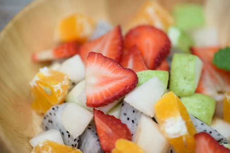 Organic Fruit Salad Ready to Eatの写真素材