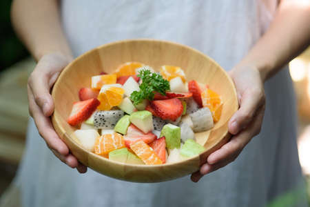 Organic Fruit Salad Ready to Eatの写真素材