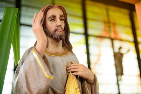 The statue of Jesus is smiling and ready to listen.のeditorial素材