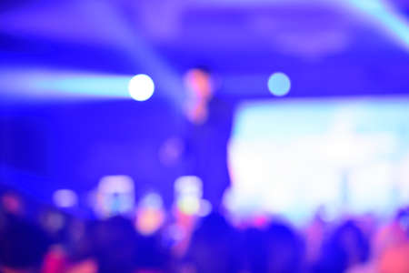 Blurred background , Bokeh lighting on stage in concert with audience, Celebration concept.の写真素材