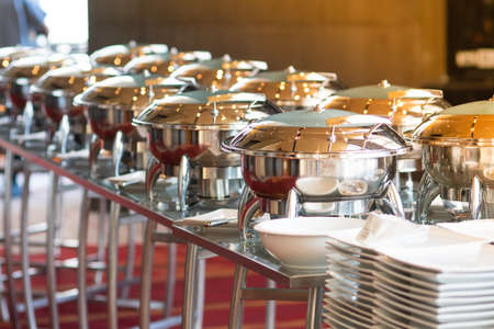 Stainless steel container for food Placed on the line buffet