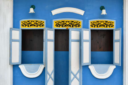 Vintage window doors of old buildings are historic sites that are worthy of conservation.の写真素材