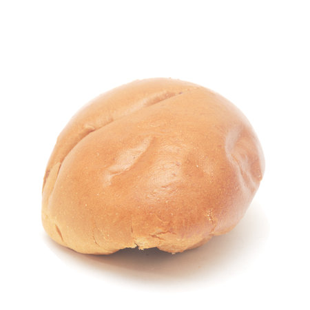 Ugly burger bun isolated on white backgroundの写真素材